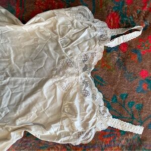 Vintage White Lace & Silk BabyDoll lingerie Tank Top
